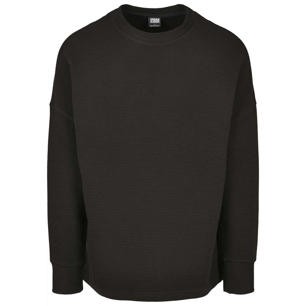 Urban Classics - Cut On Sleeve Naps Interlock Rundhalspullover - Schwarz